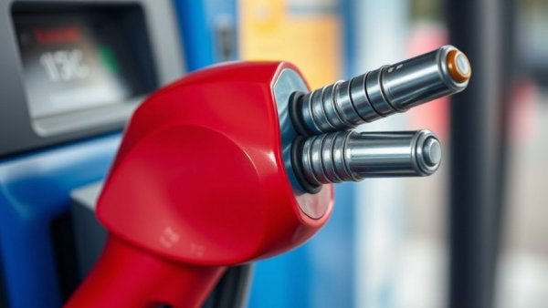 Close-up of a fuel nozzle at a gas station reflecting inflation at 3% August.