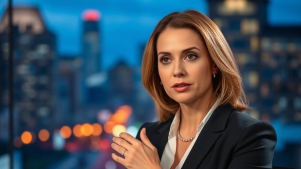 Professional woman discussing weight loss drugs in a news interview