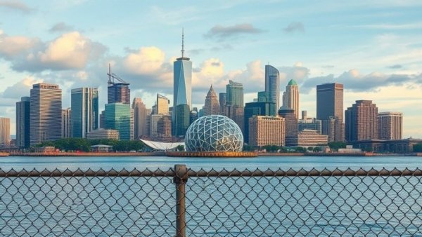 City skyline with geodesic dome and high-rises, fintech innovation regulation