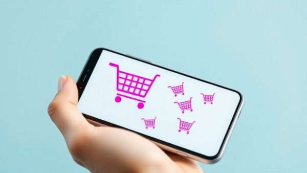 Smartphone screen with shopping icons, illustrating impulse to buy.
