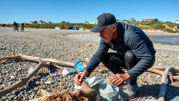 Illegal dumping cleanup at Tsawwassen beach by volunteer