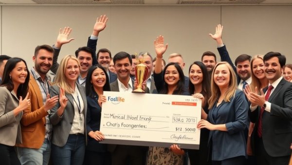 Technology Vancouver award ceremony with group holding trophy.
