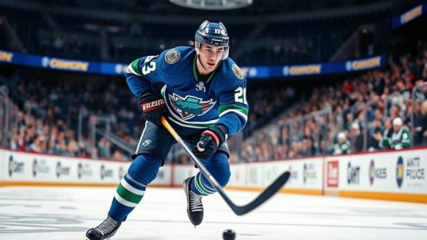 Vancouver Canucks athlete in action during Oilers game