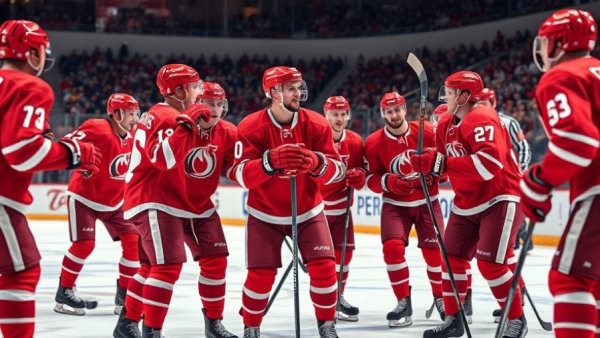 Vancouver NHL players engaging on waivers in team spirit on ice rink.