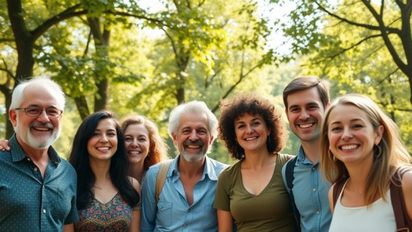 Group of people enjoying a sunny day in Vancouver park