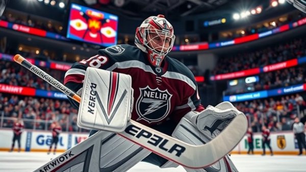 Vancouver NHL goalie in action on the ice
