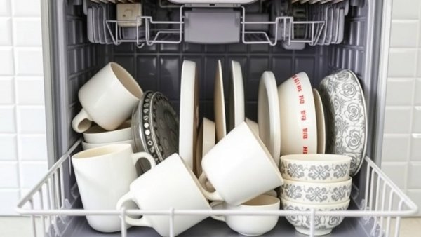 Loading Your Dishwasher Correctly with neatly arranged dishes.