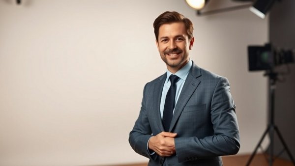 Professional anchorman for Vancouver local news posing confidently