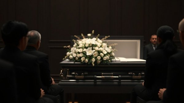 Solemn funeral scene with mourners in black, financial advice context