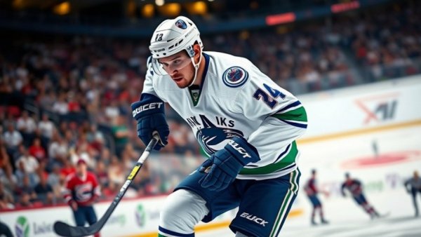 Vancouver NHL player in action during a hockey game.