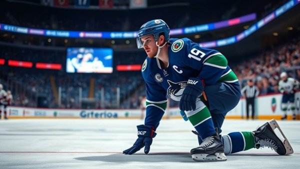 Vancouver NHL player kneeling during game