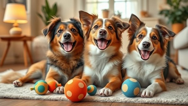 Dogs playing with affordable toys under $10 indoors
