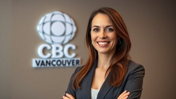 Smiling professional at CBC Vancouver studio