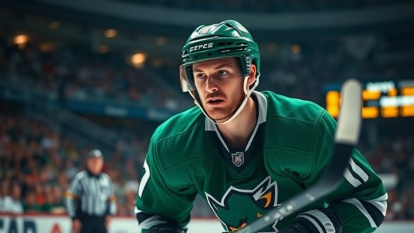Hockey player on rink during game against Vancouver Canucks