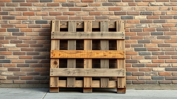 Weathered pallet against brick wall for home improvement Vancouver
