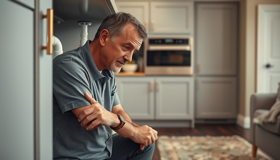 Man checking under-sink plumbing, home warranty context.