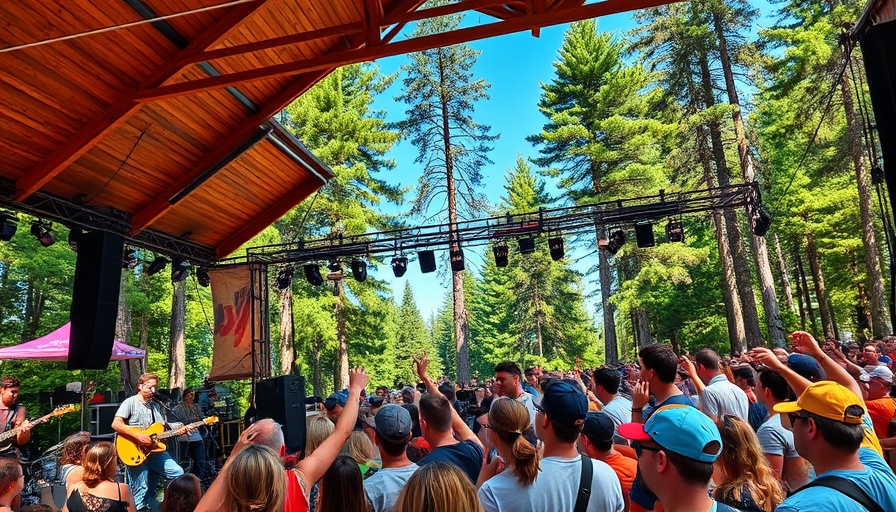 Outdoor concert at Psychs Peak 2025 with band and audience.