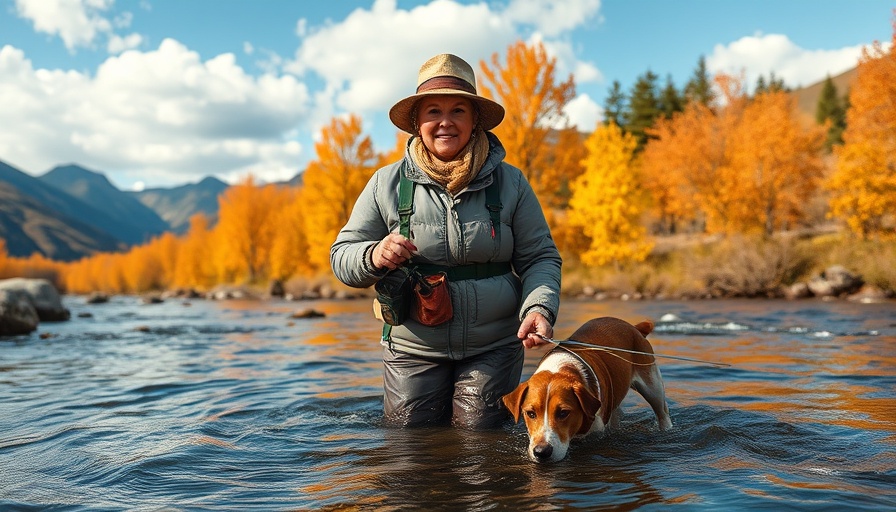 Woman fly fishing at Collard Ranch State Wildlife Area with autumn colors.