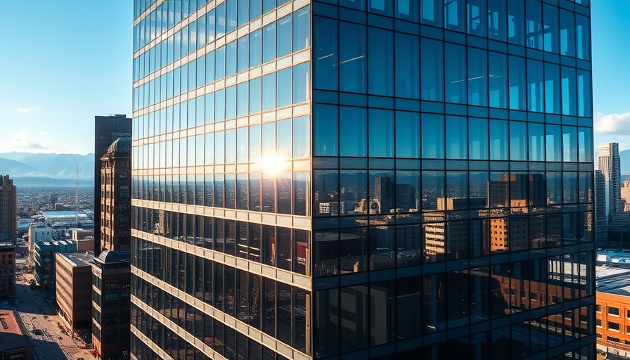 Modern glass building in Denver reflecting sunlight