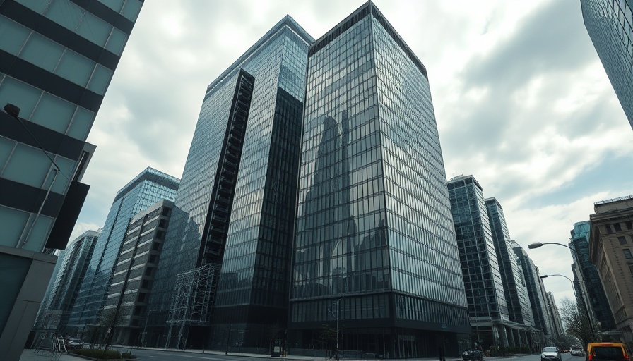Modern skyscrapers under overcast skies reflecting Denver office market struggles.