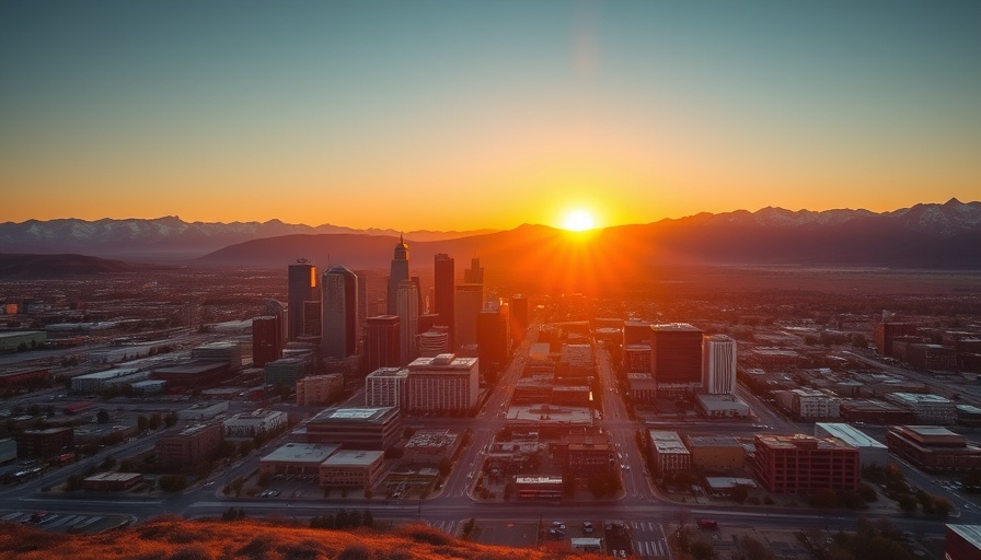 Vibrant view of Denver cityscape, sunset, best cities for retirement in Denver area.