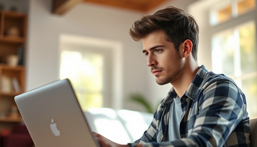 Young man working on lazy portfolios in bright home office.
