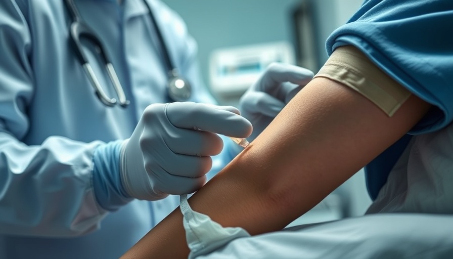Medical professional preparing patient for Prostate Health Index Test.
