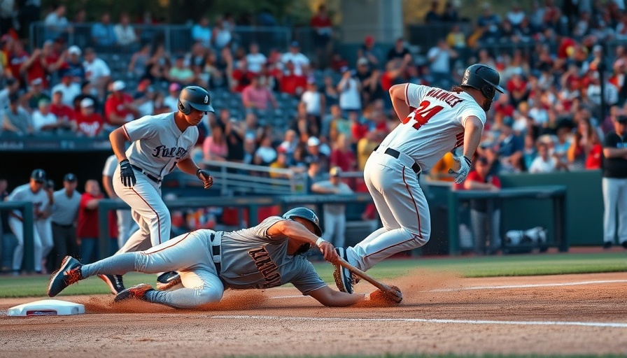 Intense baseball game moment with sliding player, Denver local news.
