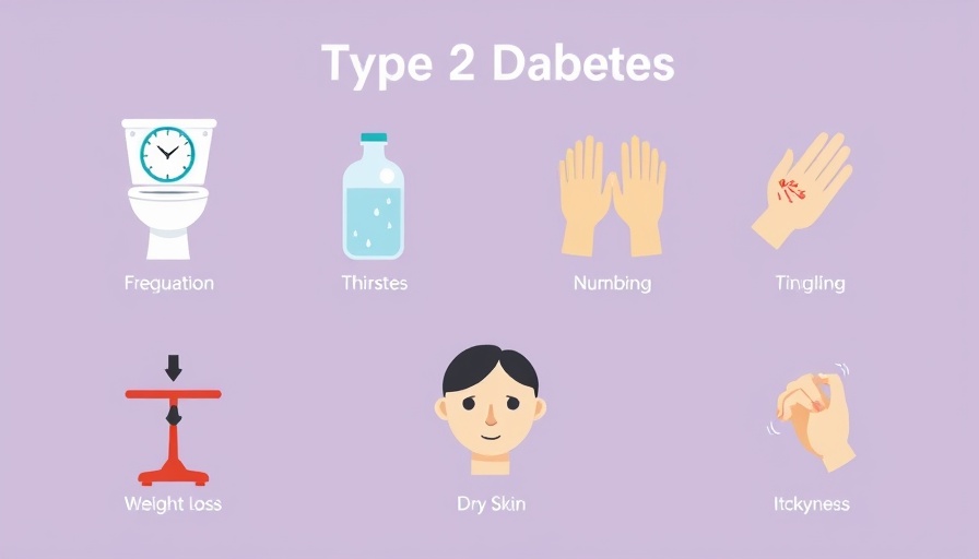 Early signs of Type 2 Diabetes infographic showing symptoms.