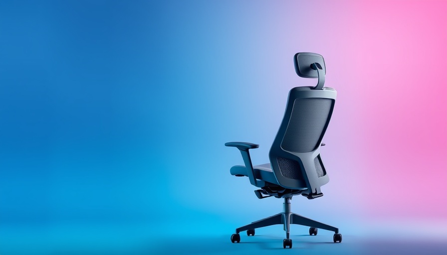Modern ergonomic office chair with lumbar support on colorful background.
