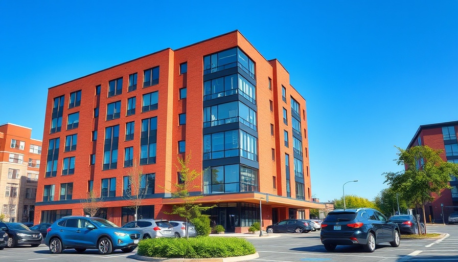 LoHi apartments proposed building view with parking area