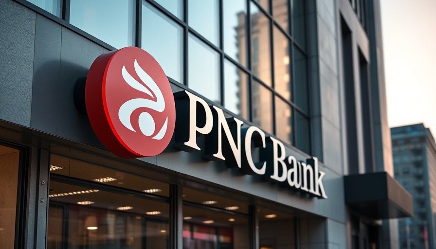 PNC Bank signage on building exterior, highlighting acquisition.