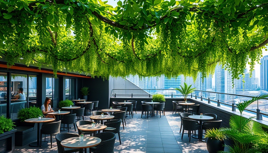 Rooftop bar with greenery and stylish seating at Denver's best patios.