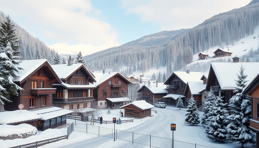 Picturesque snowy village in Vail, illustrating truck ban area.