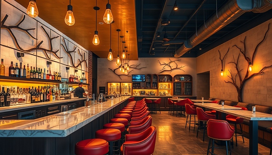 Chic bar interior with rustic decor, entertainment in Denver.