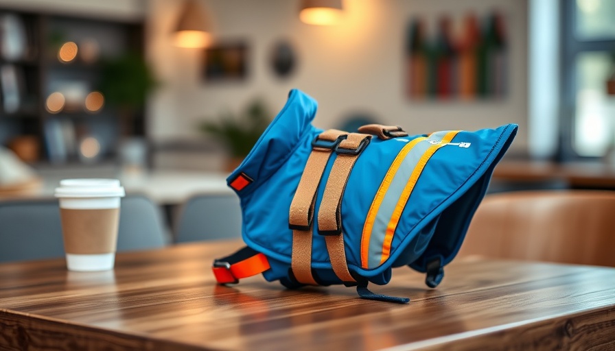 Colorful dog safety jacket on a table, best dog safety jacket.