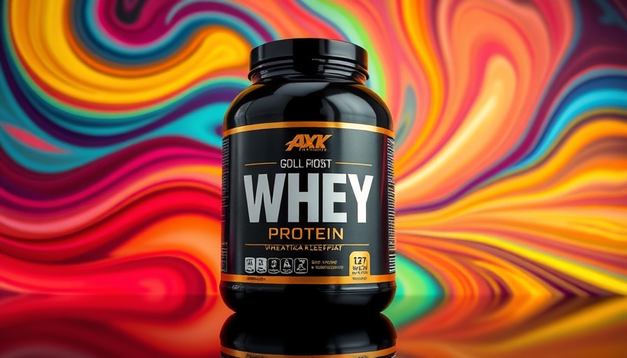 Best protein powders container with colorful background.