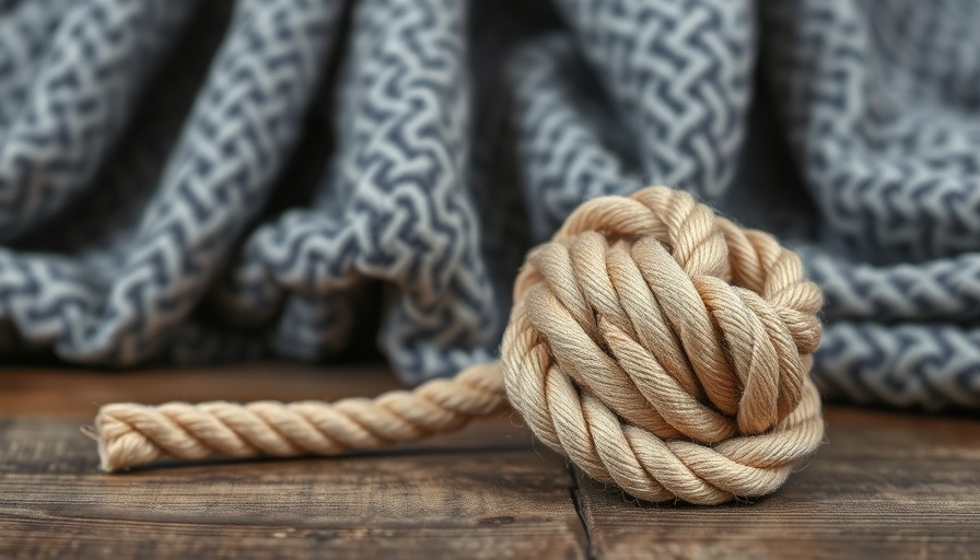 Dog rope toy on wooden surface, cozy indoor setting.