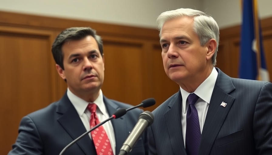 Two men at a press conference about DNA evidence in a shooting case.