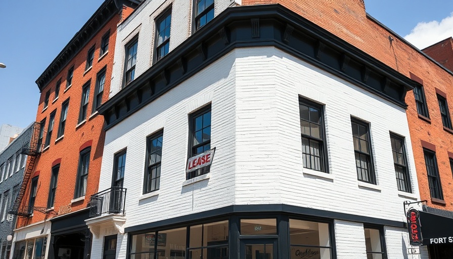 Street scene in Denver with building for lease, reflecting local business dynamics.