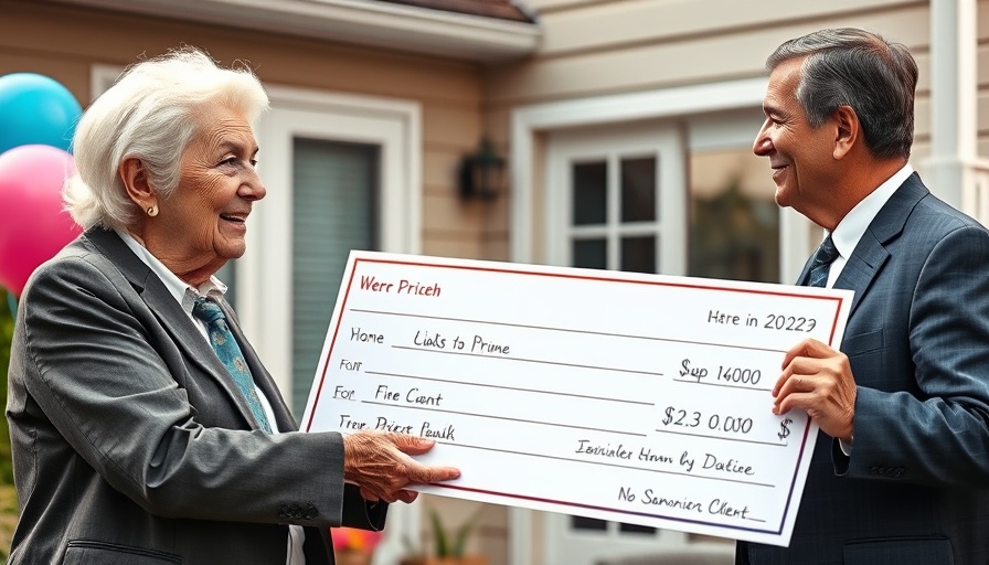 PCH Bankruptcy and Forever Prizes: Woman receives prize check outdoors.