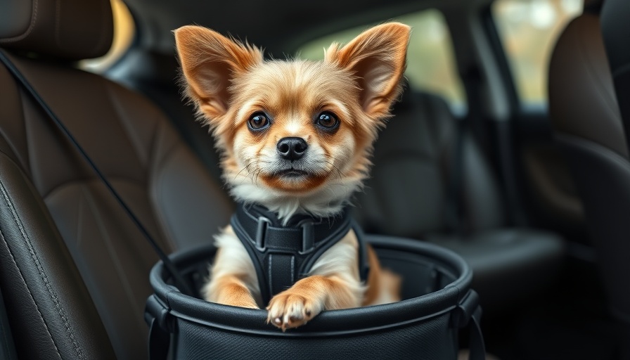 Dog in car safety seat for safe travel