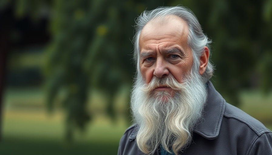 Elderly man with gray beard outdoors, representing freedom of expression.