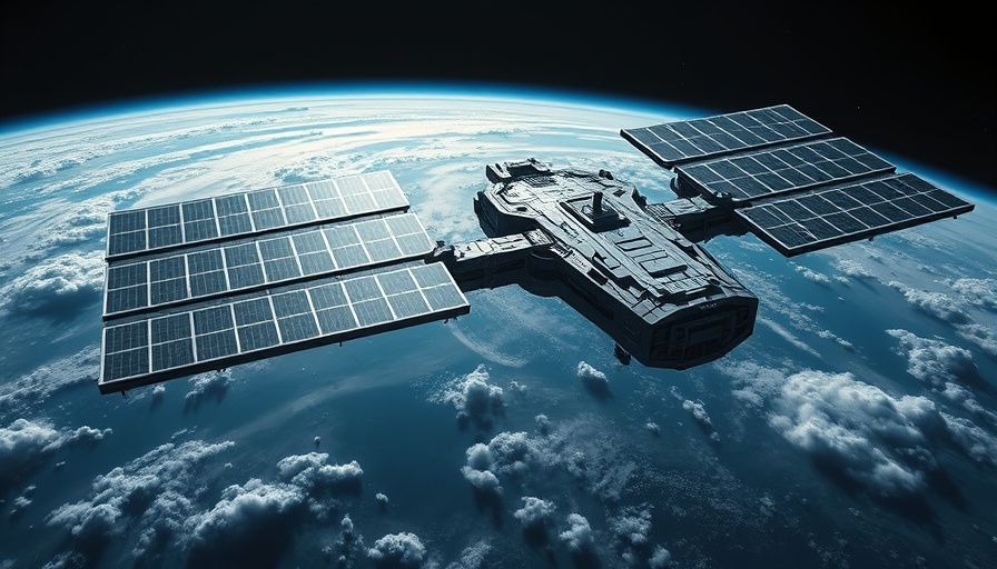 Space station orbiting Earth, concept of moving data centers to space