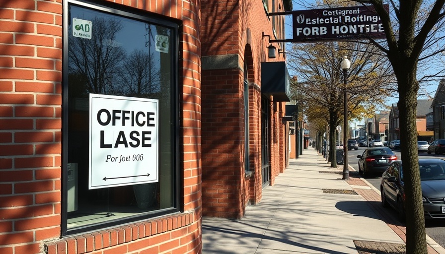 Commercial building in Colorado with office for lease sign related to CAM fees.