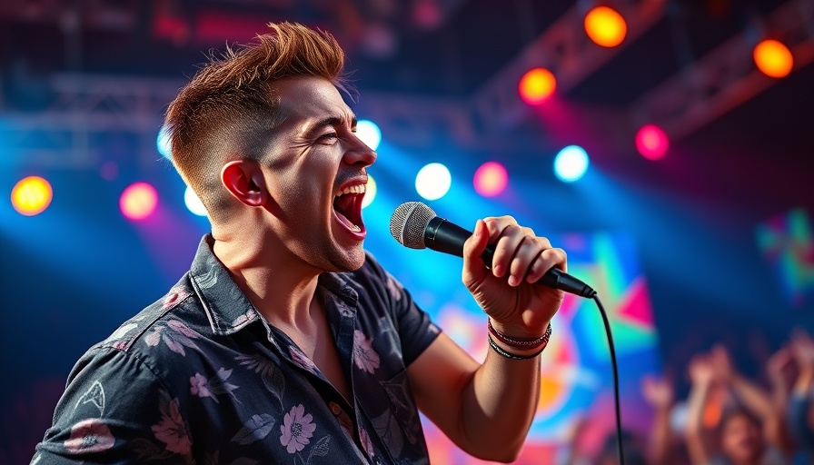 Energetic performer entertaining in Denver concert venue.
