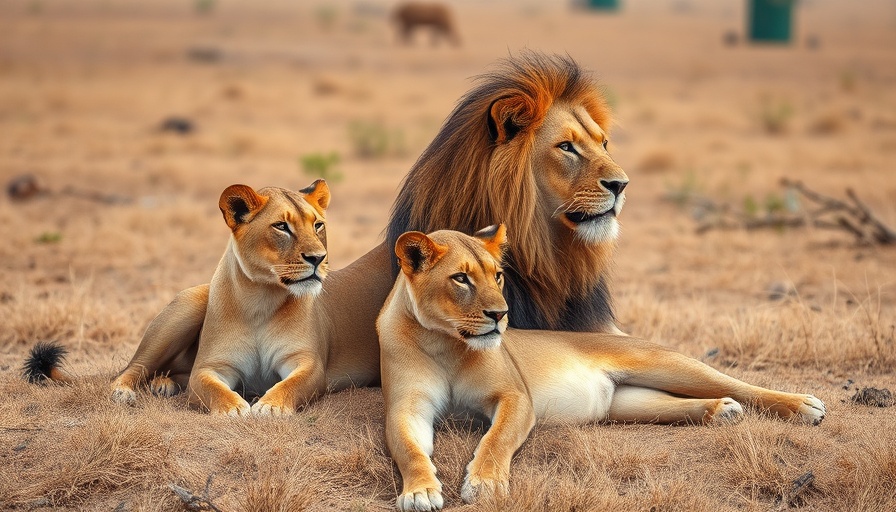 Lions at animal sanctuary in dry field, related to Keenesburg Wild Animal Sanctuary development lawsuit.