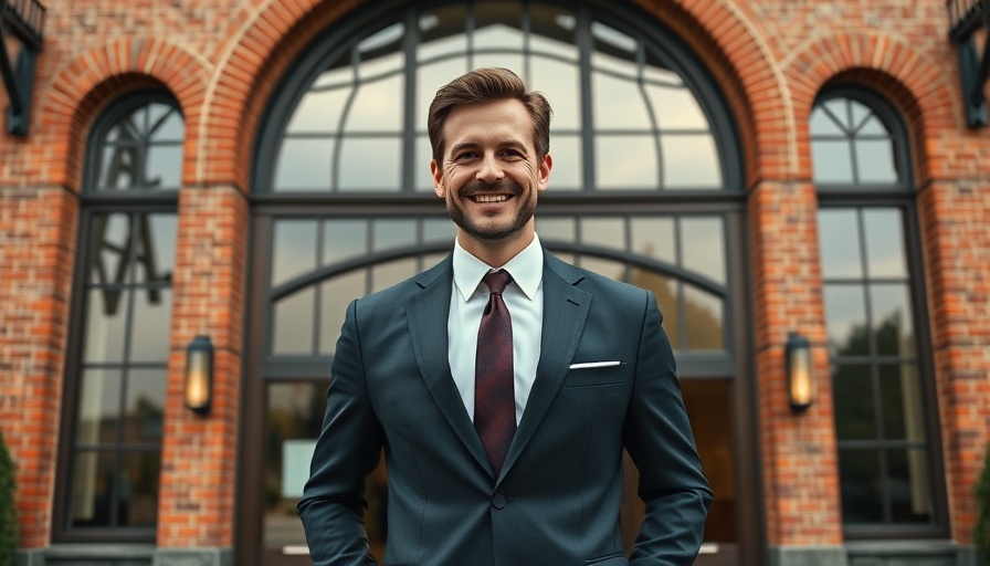 Barth Hotel restoration Denver with smiling man in suit highlighting historical facade.