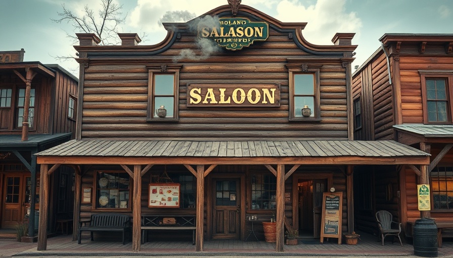 Evergreen saloon rustic wooden facade in historic setting