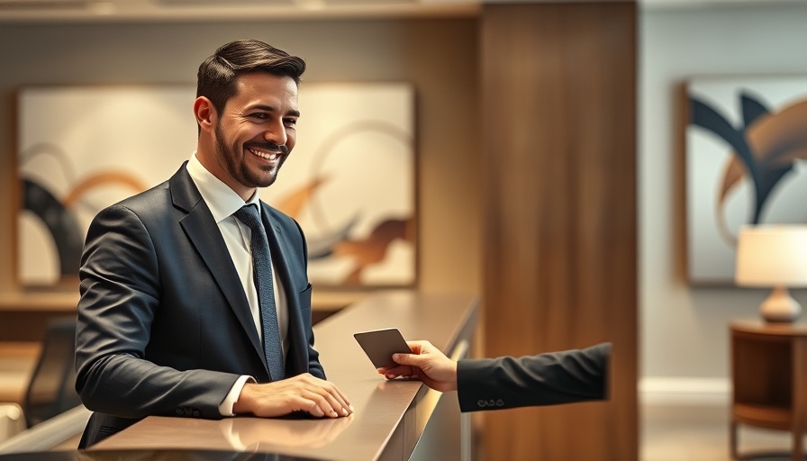 Businessman at hotel reception utilizing Citi Travel Reserve benefits